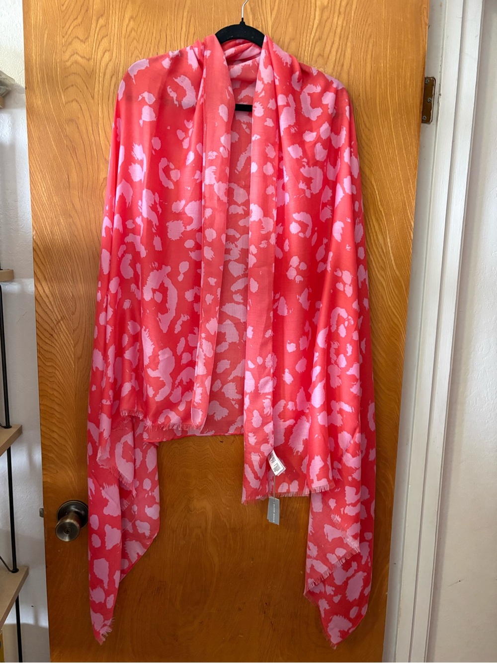 Oliver Bonas Pink & Coral Animal Print Lightweight Wrap scarf